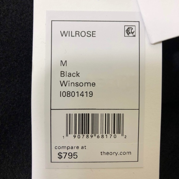 NWT $795 Theory Wilrose Wool Cashmere Black Coat - Picture 4 of 4